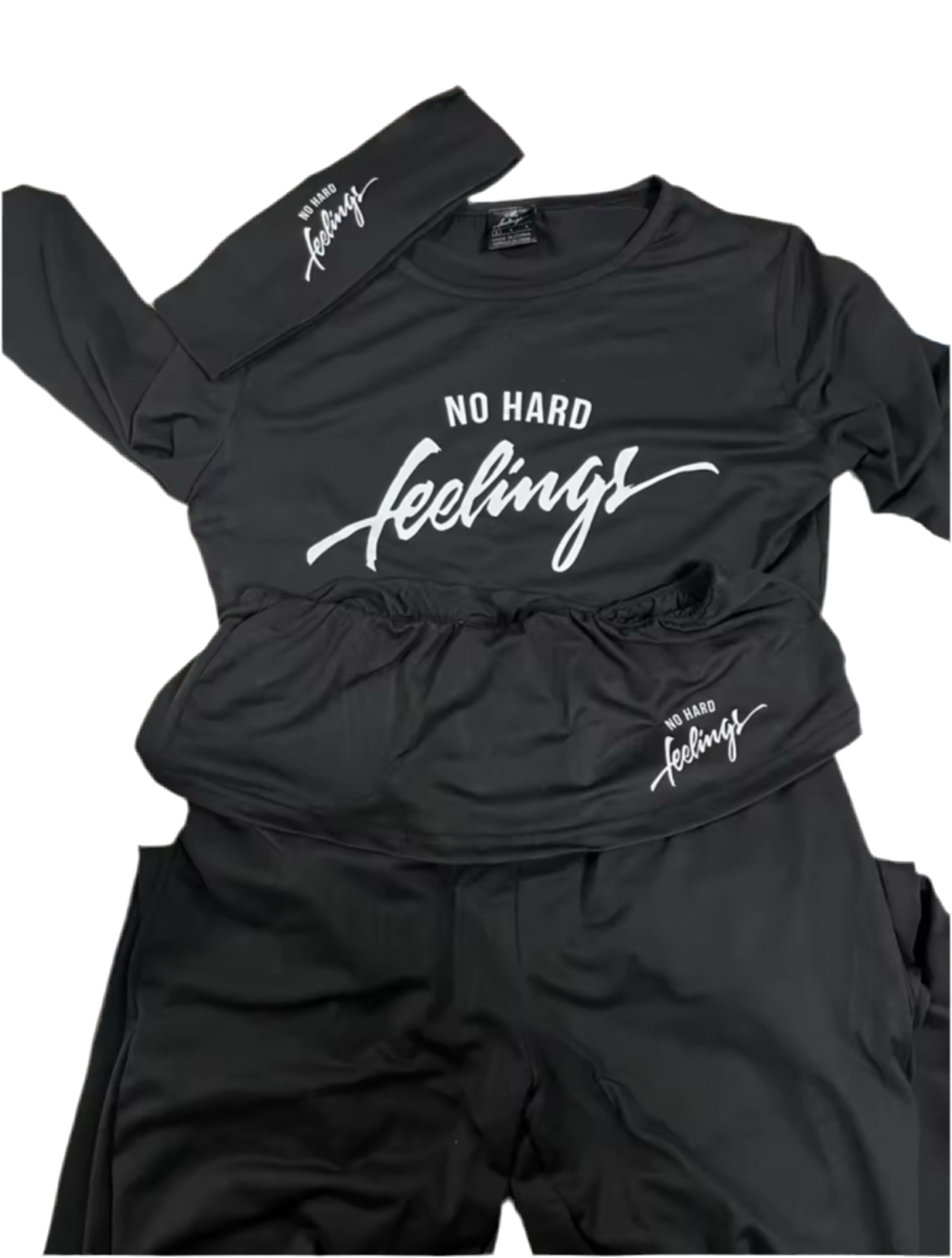 No Hard Feelings 3 Piece Lounge Sets Long Sleeve Tops High Waisted Flare Yoga Pants with Band Headband