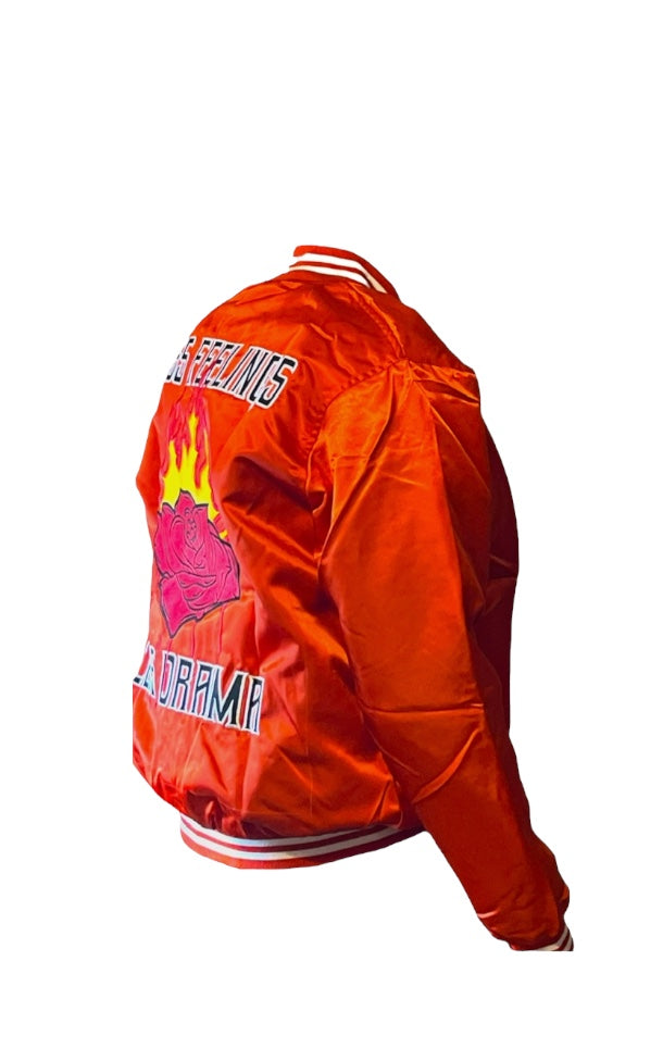 No Hard (NHF) Feelings Orange Baseball Jacket