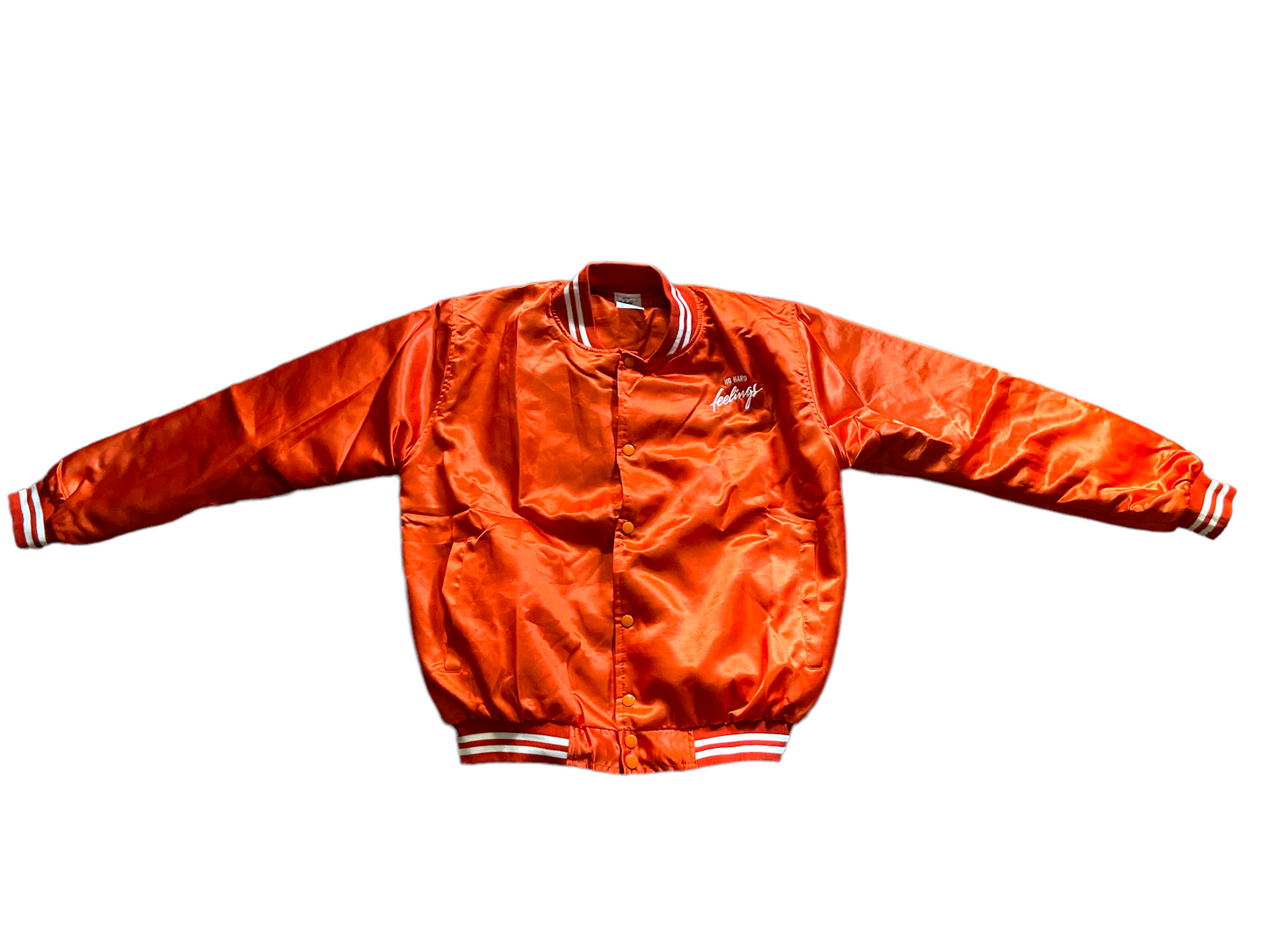 No Hard (NHF) Feelings Orange Baseball Jacket